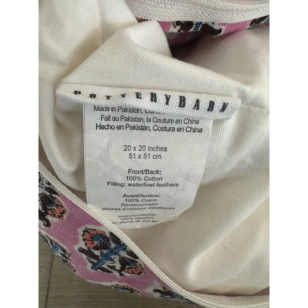 Emerson Fry Block Print Linen Pillow Cover Pink $78 with Pottery Barn Insert
